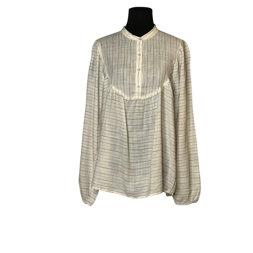 H&M white black stripes long sleeves tunic blouse size 8